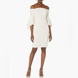 Off white crêpe stretch dress off the shoulders Calvin Klein